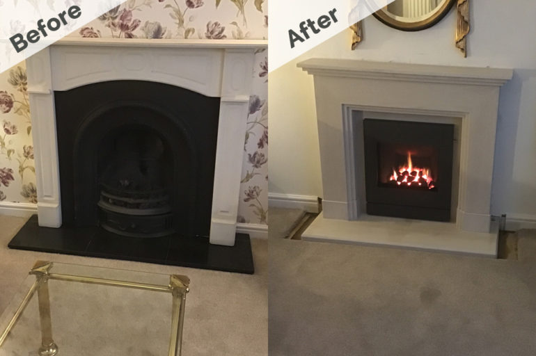 Limestone Fireplace With Gas Fire, How To Install A Limestone Fireplace Surround